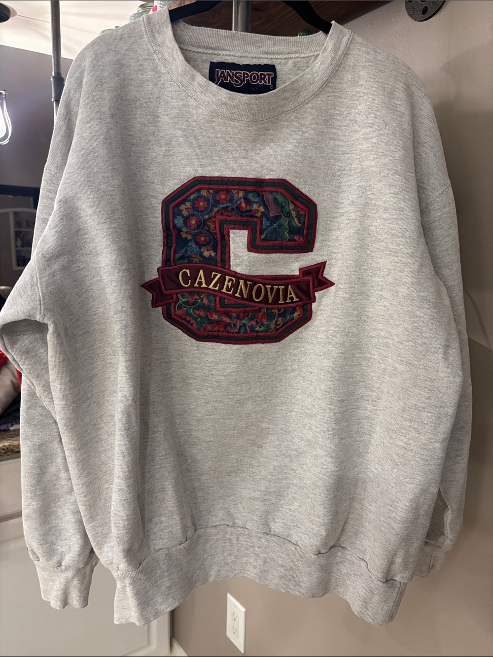 Vintage JanSport Cazenovia College Sweatshirt Large Gray